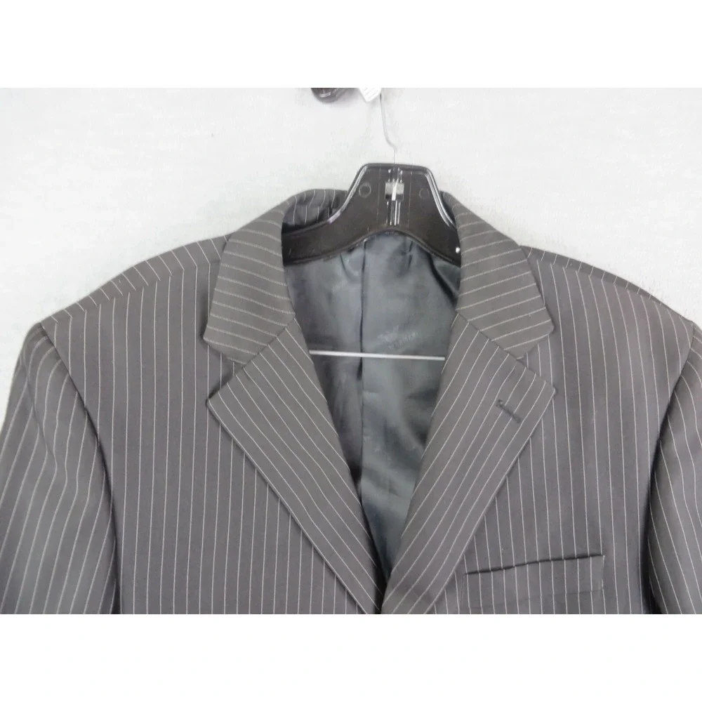 Giorgio Armani Le Collezioni Mens Blazer 48 Black‎ Pinstripe Wool Sport Coat